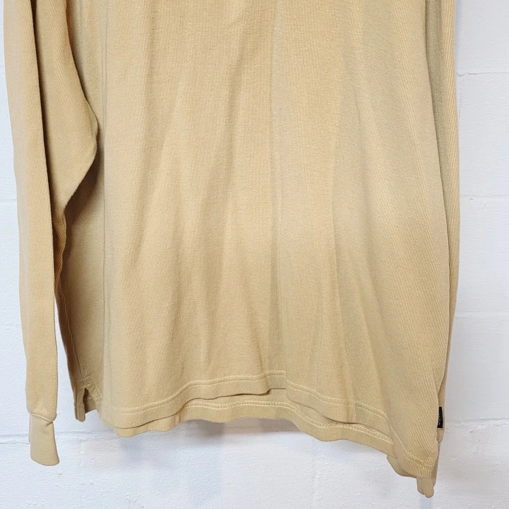 Izod Mens XL Quarter Zip‎ Pullover Sweater Mustard Yellow Ribbed Knit Mock Neck